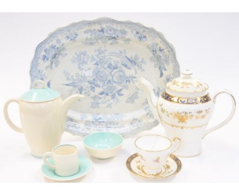 Three boxes of assorted ceramics including Minton 'Dynasty' pattern coffee service, other tea wares, stoneware, meat plates e