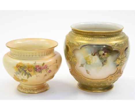 Two Royal Worcester squat vases (2) 