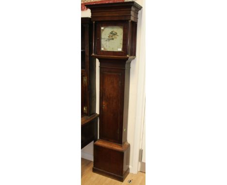 An early 19th Century 30 hour oak longcase clock, the dial inscribed 'Jn Wells, Shipston', the hood with a plain dentil mould