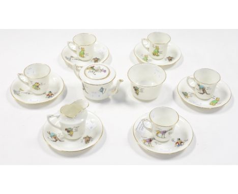An Edwardian circa 1902 children's tea service, Foley china 'Quaint Animals' 