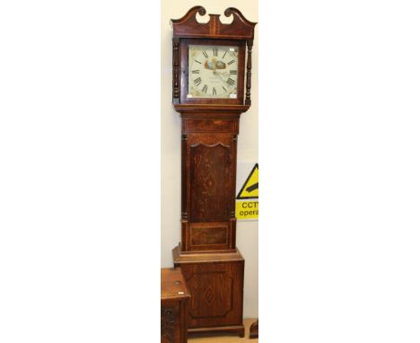 An early 19th Century 30 hour oak and mahogany longcase clock, the dial inscribed 'H Jackson, Polesworth', the hood with swan