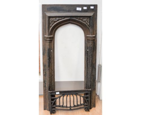 A Victorian cast iron bedroom fire insert and grate (2) 