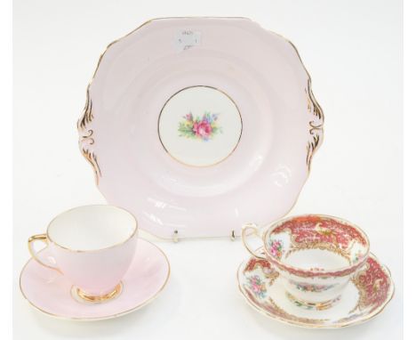 A Foley tea service 'Melrose' and another tea service, six setting, a large stoneware blue/white plate and other items of cer