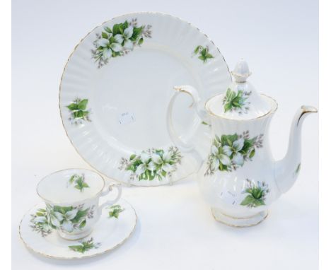 Royal Albert 'Trillium' comprehensive dinner service together with Aynsley tea service and a set of green Depression glass (T