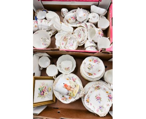 Two good boxes of Royal Crown Derby 'Posies' pattern tea service and coffee mugs 