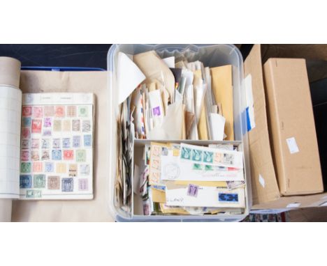 A large accumulation of on/off paper mainly to 1970s GB defins, plus album of USA first day covers, all in cardboard and plas