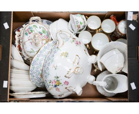 A Victorian part tea service, assorted hand painted dinner and tea wares, including Hilditch etc 
