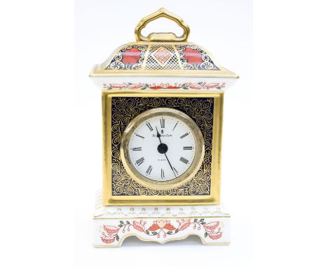 Royal Crown Derby Imari 1128 smaller table clock, quartz movement 