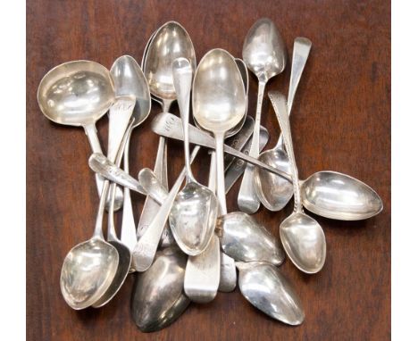A George IV silver Old English pattern caddy spoon, hall-marked for Jonathan Hayne, London 1828, together with a set of six V
