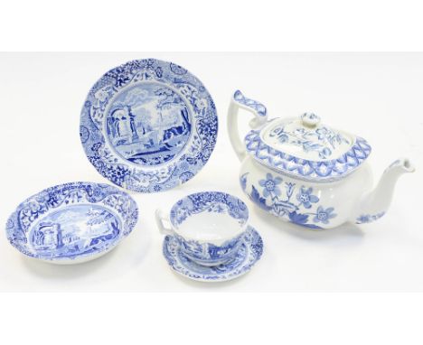 A large box/quantity of blue Italian Spode, tea and dinner service 