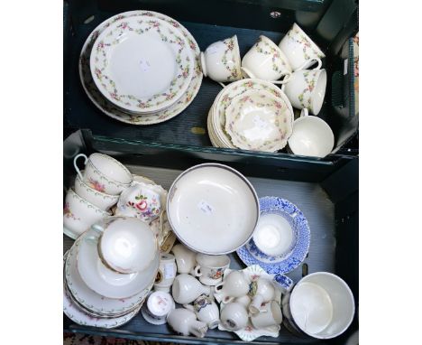 A Shelley eight piece part tea service "Apple Blossom" together with Royal Crown Derby, Derby 'Posies', Crested china and an 