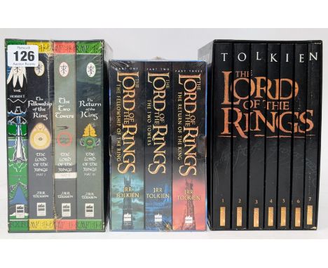 J.R.R. Tolkien, a set of 'The Hobbit - The Lord Of The Rings' books, volumes one to three, with 2 additional J. R. R. Tolkien