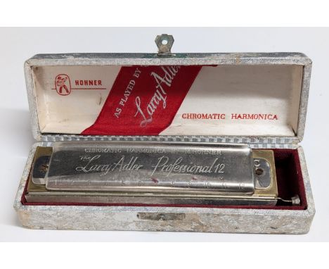 M.Hohner, 'The Larry Adler Professional 12' German-made chromatic harmonica with original box.