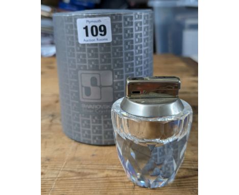 Swarovski Crystal Glass, 'Cigarette Lighter', boxed.