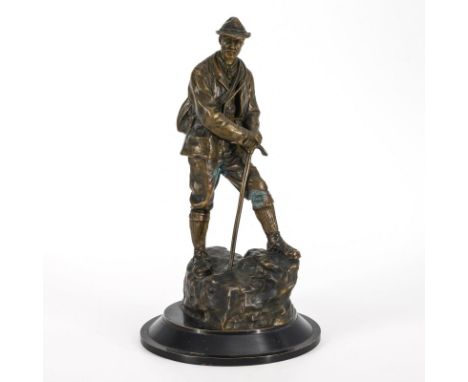                     PHILIPP,             Carl (Karl) (1872 Wien - 1949 Wien)    BergsteigerBronze patiniert, ebonisierte Holz