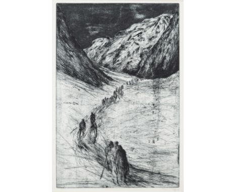                    THEUSNER,             Ulrike(geboren 1982)    "Pilger"Radierung. Bleisitftsignatur. (20)08. 49 x 32,5 cm.
