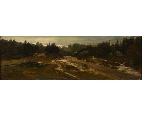                     WEBER,             Paul(1823 Darmstadt - 1916 München)    Kleine LandschaftÖl/Leinwand/Karton. Links unte