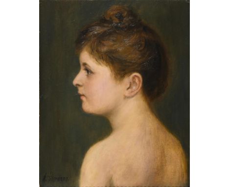                     HILLERMANN,             Anna    Bildnis einer jungen FrauÖl/Leinwand. Links unten signiert, verso bezeich