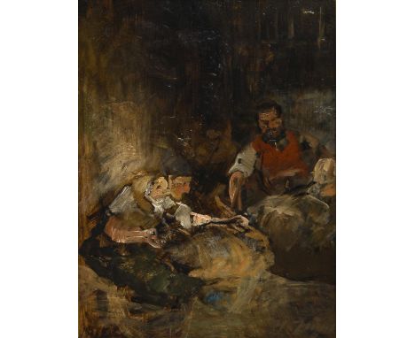                     ZÜGEL,             Heinrich Johann von(1850 Murrhardt - 1941 München)    Skizze mit Bauern bei der Schafs