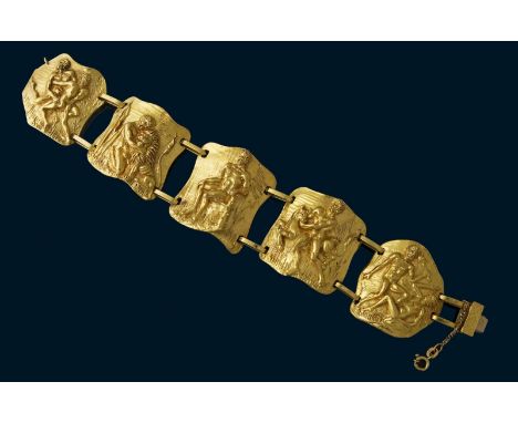 Schweres Gold-Armband.             750er Gelbgold (18 kt). Länge: 20 cm, Breite: 3,5 cm. 125,7 Gramm.             Massiv gear