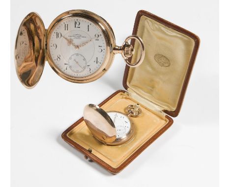             Gold-Savonette. Glashütter Präzisions-Uhren-Fabrik AG, Ernst Kasiske. Werk-Nr. 102814, Gehäuse-Nr. 102814. 585er 