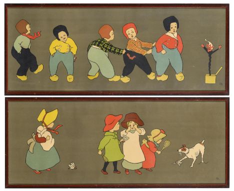                     CASPARI,             Gertrud(1873 - 1948)    2 gerahmte KinderzimmerbilderSiebdruck. Im Druck monogrammie