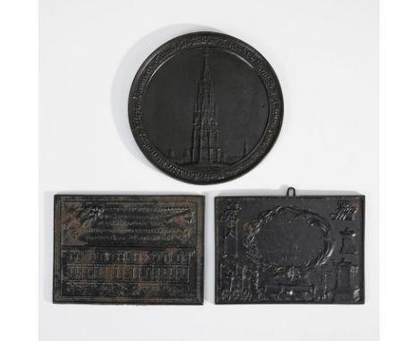 3 Eisengusskunstplaketten.             Je Eisenguss geschwärzt.             Neujahrsplakette 1816. Königliche Eisengießerei B