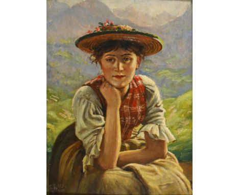                     RAU,             Emil(1858 Dresden - 1937 München)    FrauenbildnisÖl/Malkarton/Holz. Links unten signier