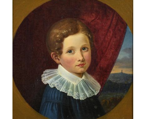                     HAUPTNER    KinderbildnisÖl/Leinwand. Unsigniert, verso bezeichnet. 9. Juli 1841. 31,5 x 31,5 cm. Gerahmt