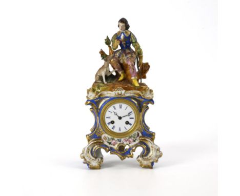             Porzellanuhr im Sèvres-Stil. Vincenti & Cie. Frankreich und Böhmen. Um 1850/60. Werk-Nr. 1143, undeutliche Ritzma