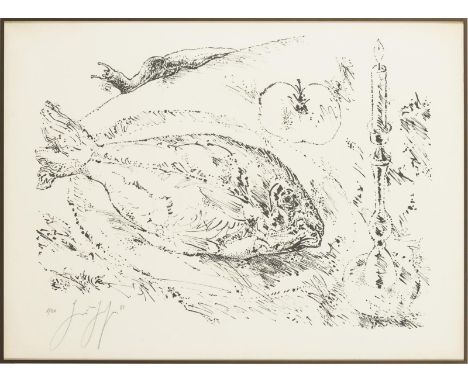                     GRASS,             Günter(1927 - 2015)    Stillleben mit FischLithografie. Bleistiftsignatur. 1982. Gerah