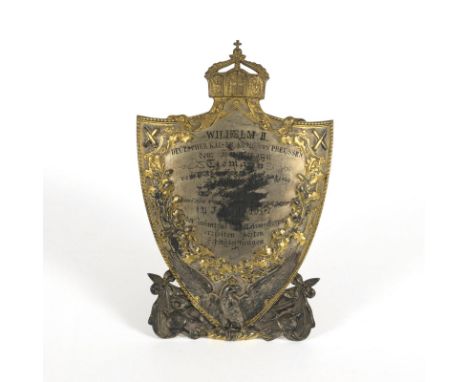 Silberner Schießpreis 1907 von Kaiser Wilhelm II. SY&Wagner/Berlin/Krone/Halbmond/875 gepunzt.             Silber geprägt, te
