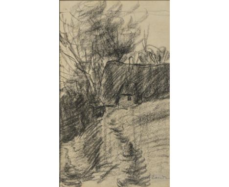                     AM ENDE,             Hans(1864 Trier - 1918 Stettin)    LandschaftszeichnungKohlezeichnung. Bleistiftsign