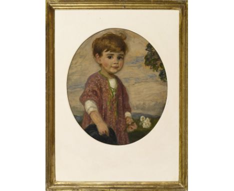                     MAX,             Corneille(1875 München - 1924 ebd.)    "Knabe mit Blume"Öl/Malkarton. Rechts unten signi