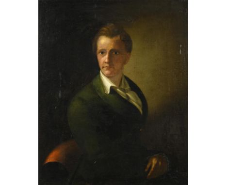             Bildnis des Fritz Dorn (1805 - 1855)Öl/Leinwand. Unsigniert, verso betitelt. 1. H. 19. Jh. 92 x 76 cm. Gerahmt : 