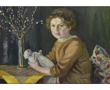                     SCHNEIDER-REICHEL,             Margarete(1891 Passau - 1944 ebd.)    Bildnis eines Kindes mit PuppeÖl/Lei