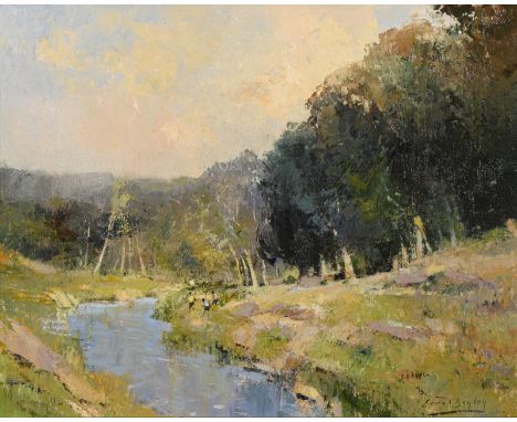                     BOYLEY,             Errol Stephen(1918 Südafrika - 2007)    FlusslandschaftÖl/Malkarton. Rechts unten sig