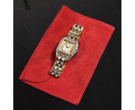             Armbanduhr: Modell Panthère. CARTIER. Referenz-Nr. 187949, Gehäuse-Nr. 004067. 750er Gelbgold (18 kt), Edelstahl.