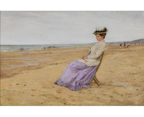                     GIRARDET,             Jules zugeschrieben(1856 Versailles - 1946)    Frau am StrandÖl/Holz. Unsigniert. 1