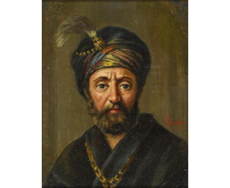             Undeutlich signiert: Sultan Memet II.Öl/Malkarton. Rechts unten undeutlich signiert, verso betitelt. Ende 19. Jh.