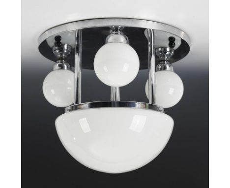 4-flammige Deckenlampe.                     VENTURELLI,             Gino (Entwurf)    Verchromtes Metall teils schwarz lackie