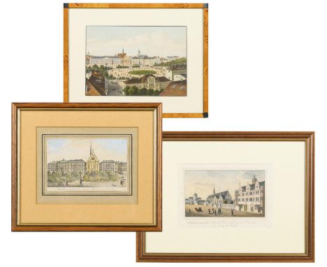             3 Ansichten Leipzig,  PaulinerkircheKolorierte Lithografien und Holzstich. Gerahmt & hinter Glas : Maximal 40 x 5