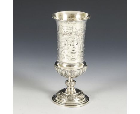 Silberpokal "Nürnberg Brigade-Rennen 1888". Bruckmann & Söhne, Heilbronn. Firmenzeichen/800 M/Halbmond/Krone gepunzt. Ende 19