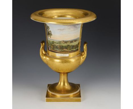 Ansichten-Prunkvase Potsdam. KPM Berlin. Zeptermarke und Adlermarke, um 1830. Signiert "J. Forst fe." (= Johann Hubert Forst,