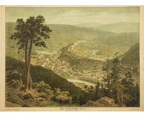             Schloss SchwarzburgFarblithografie. Leipziger Schulbilderverlag. Blatt 64 x 86 cm.             Schulwandkarte "De