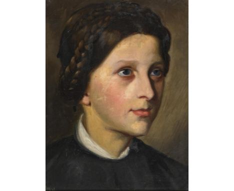             FrauenbildnisÖl/Leinwand/Holz. Unsigniert. 19. Jh. 29 x 22 cm. Gerahmt : 42 x 35 cm (Goldstuckrahmen); 2,2 kg.   