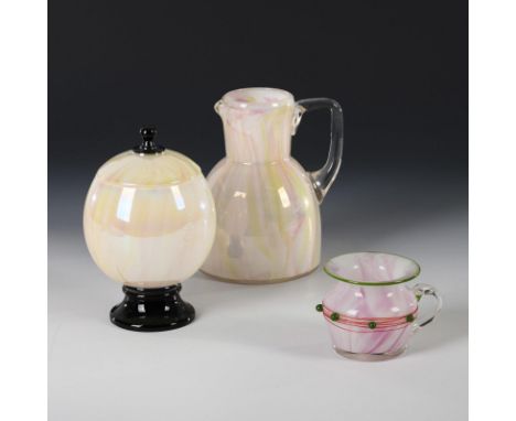 Krug, Bonboniere und Henkelgefäß. Poschinger. Kristallglasfabrik Benedikt von Poschinger, Oberzwieselau, um 1910/20.         
