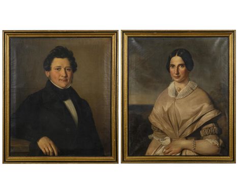             Monogrammist "AB": Bildnispendants eines PaaresJe Öl/Leinwand. Je links bzw. rechts monogrammiert. 1845 bzw. 1846