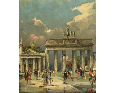                     MIESLER,             Horst(* 1934 Breslau)    Berlin-Ansicht - Brandenburger Tor Öl/Leinwand. Links unten