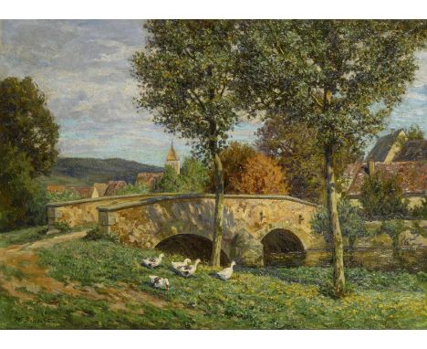                     SCHACHT,             Wilhelm(1872 Leipzig - 1951 Würzburg)    "Alte Brücke bei Rothenburg Tbr."Öl/Leinwan